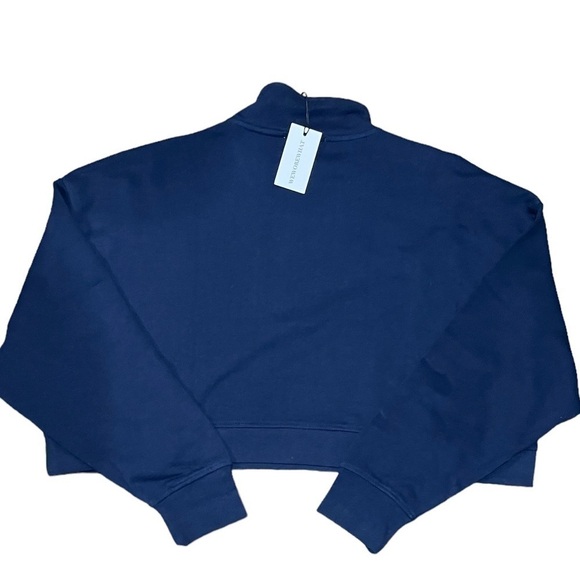 NWT WEWOREWHAT cropped Knit half zip Sweatshirt in Midnight Blue Size XL Womens - Picture 9 of 16